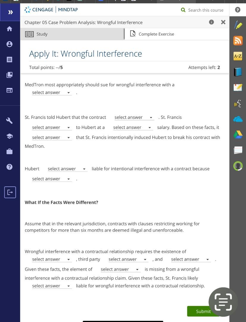 Apply It: Wrongful Interference Total points: