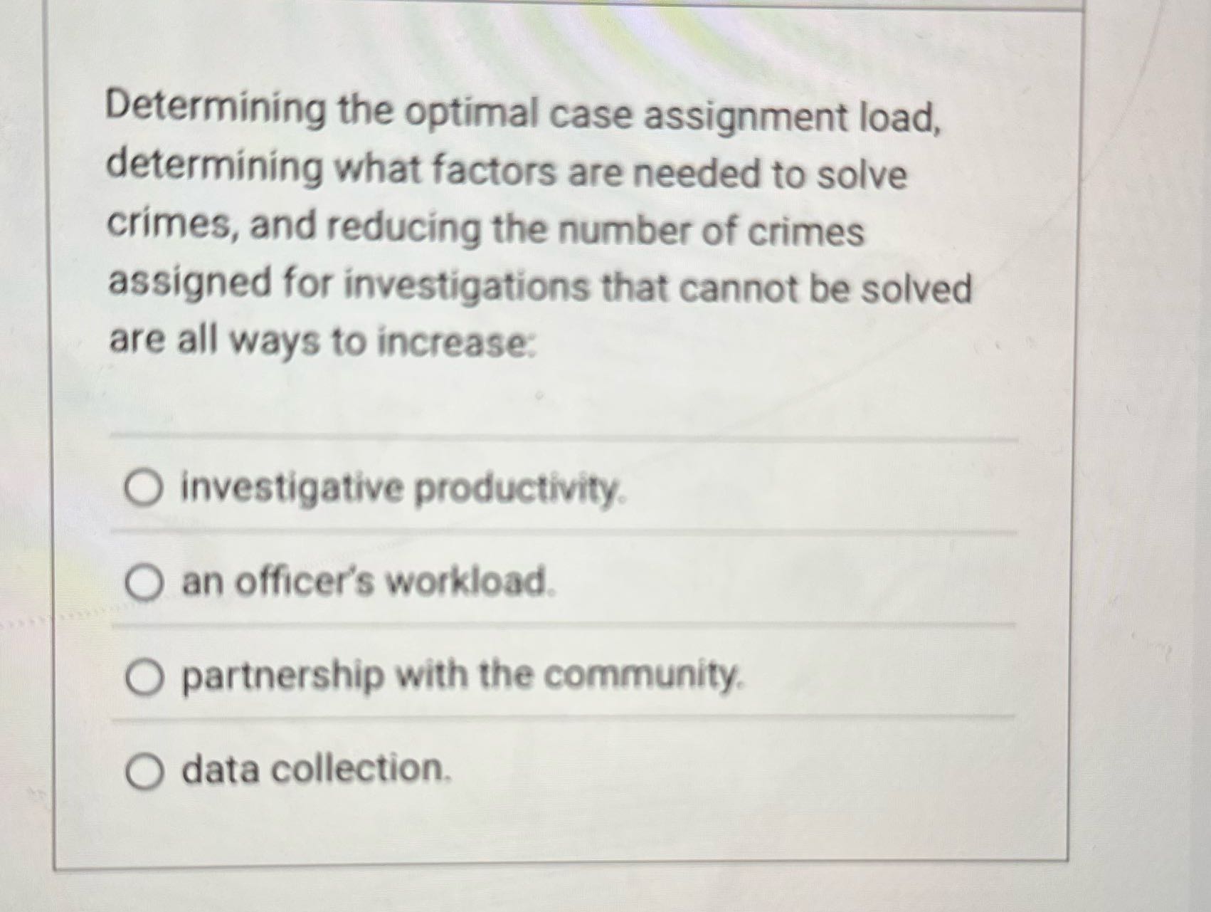 Cjus 420 Determining the optimal case assignment