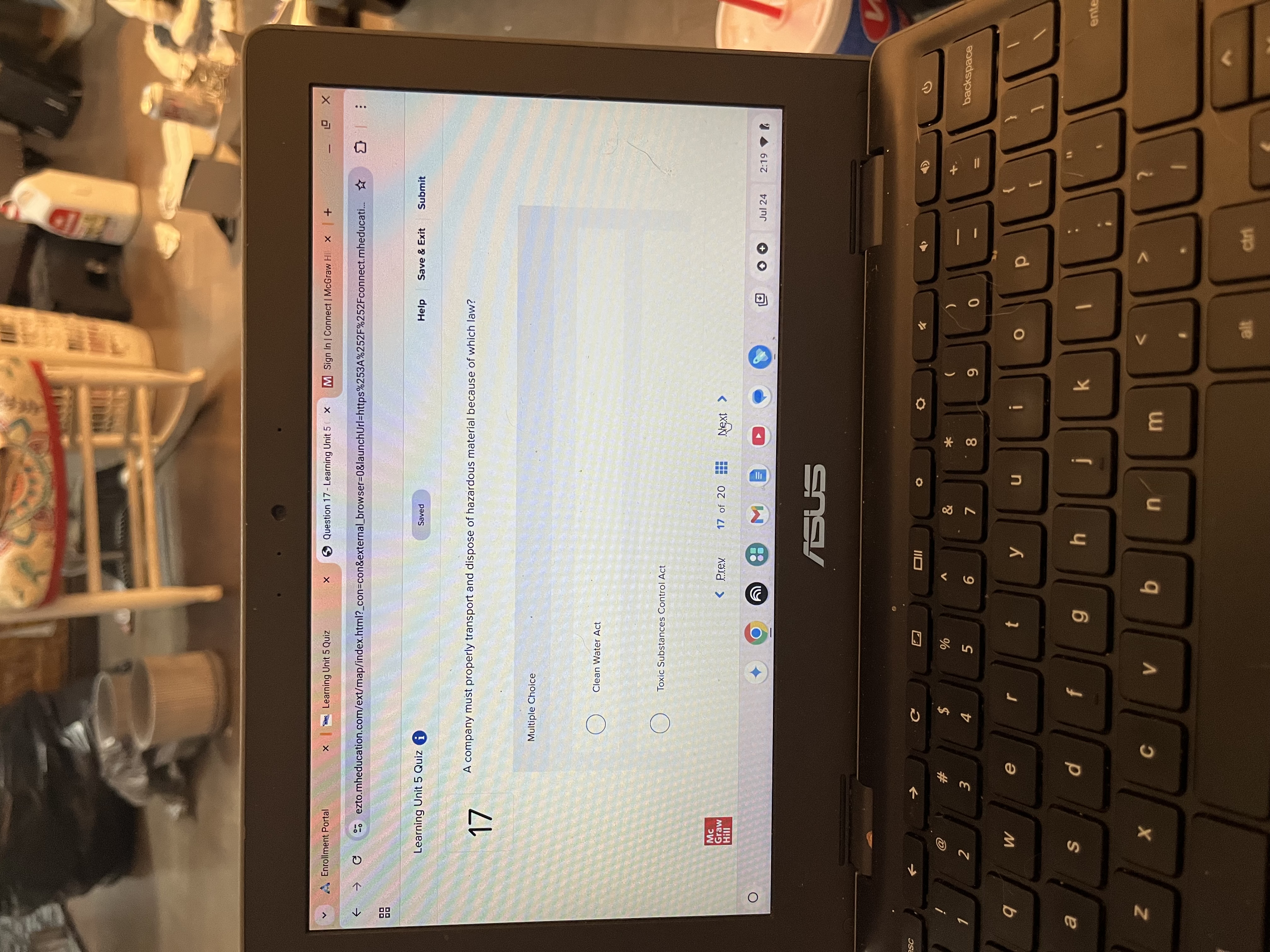 Enrollment Portal X X x us Learning Unit 5 Quiz