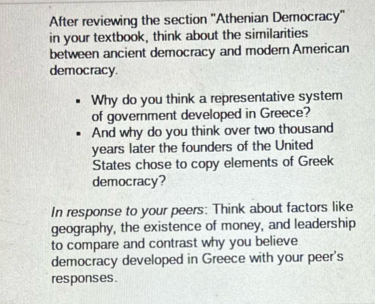 After reviewing the section "Athenian Democracy"