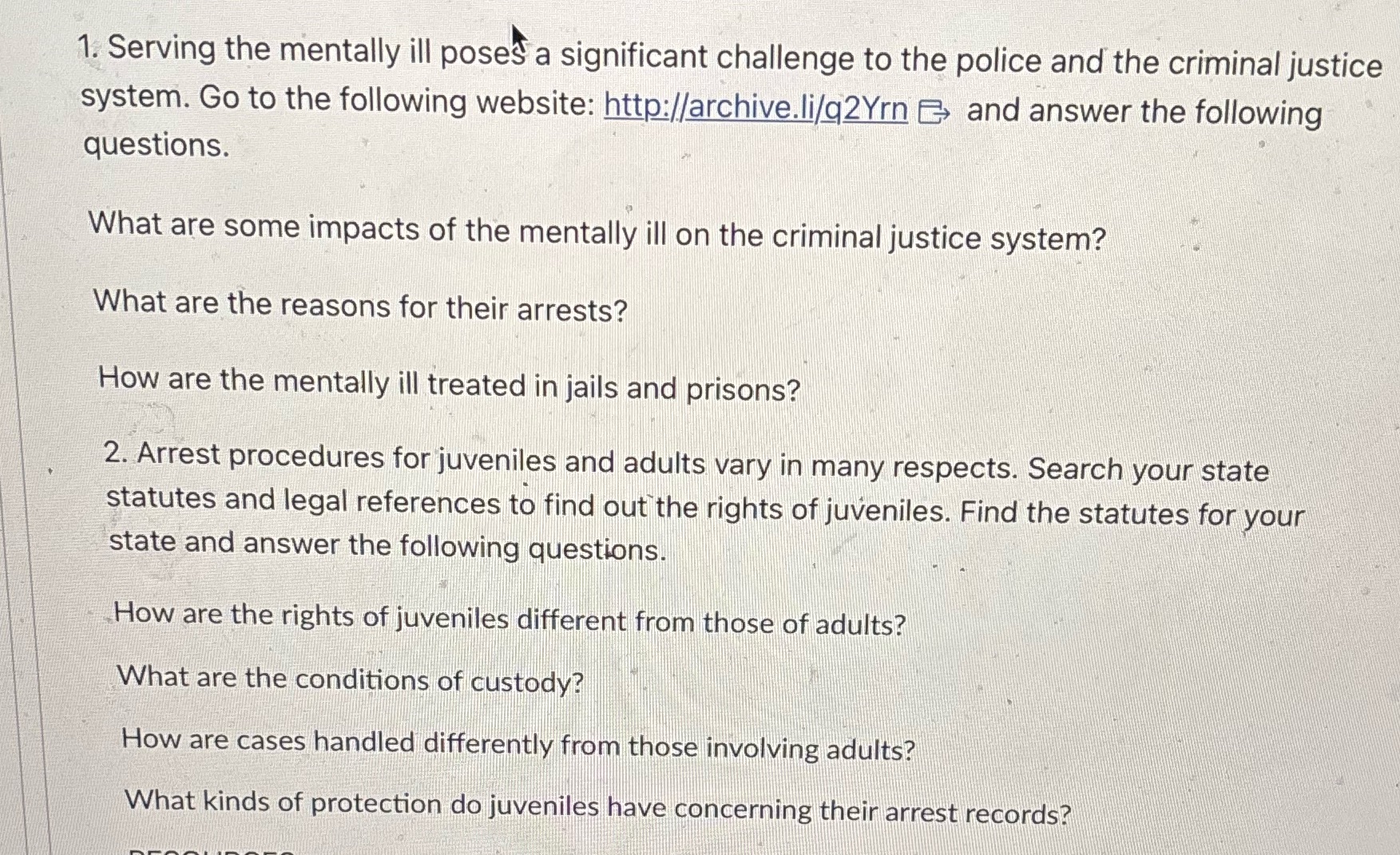 use website provided 1. Serving the mentally ill