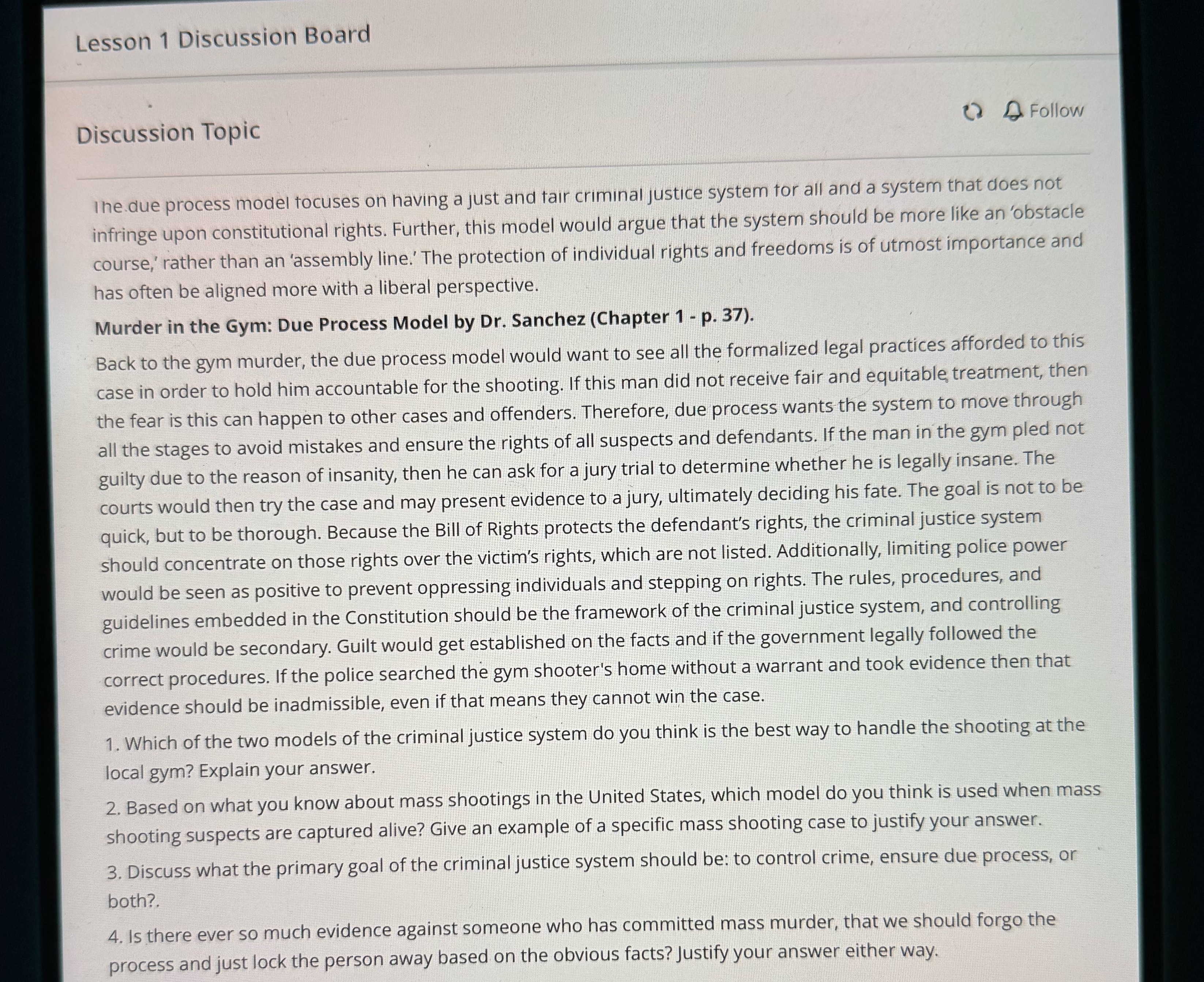 Lesson 1 Discussion Board Discussion Topic Q L