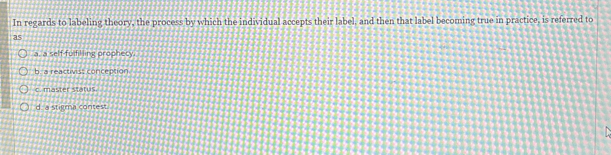 In regards to labeling theory the process by