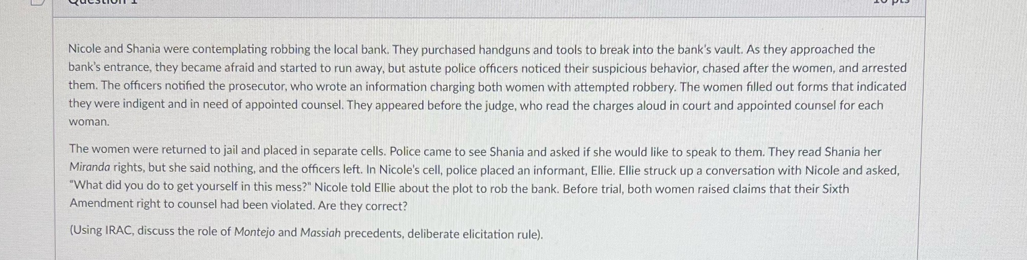 using irac method answer the question below I -