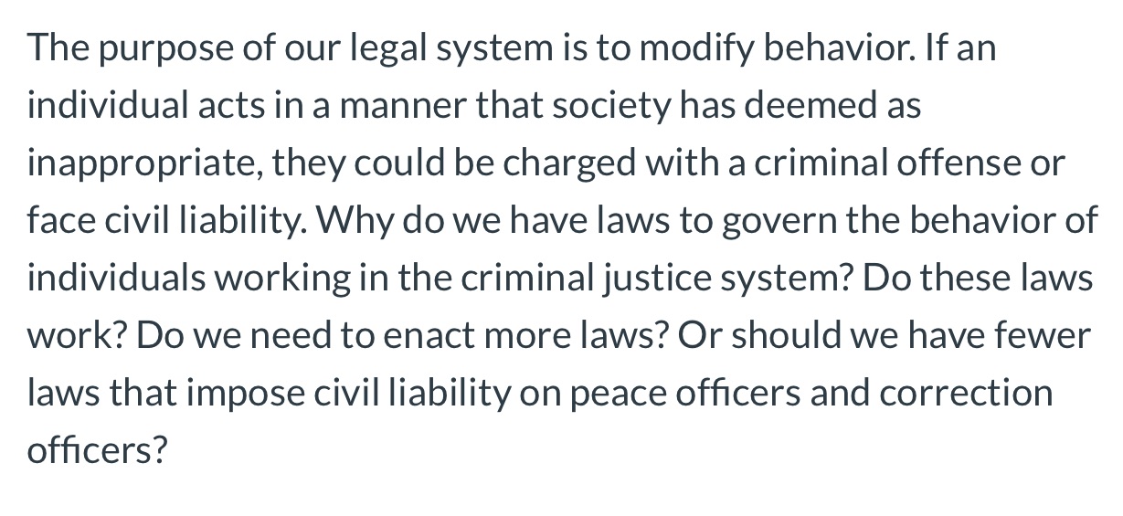 Civil Liability for Criminal Justice