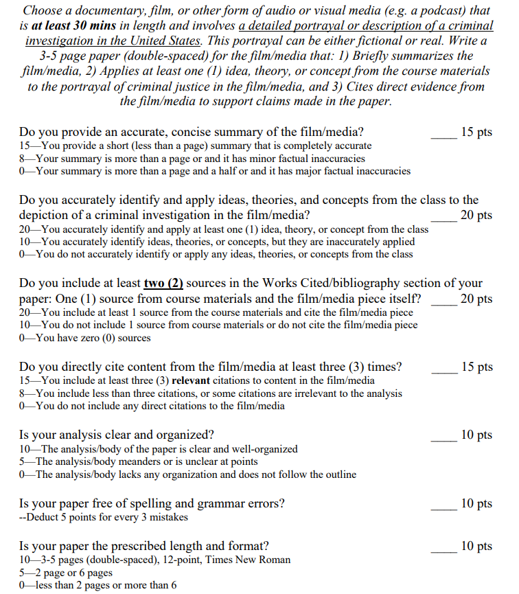 Choose a documentary, film, or other form of