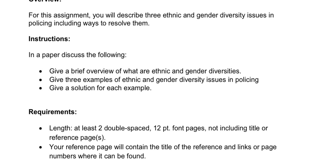 For this assignment, you will describe three