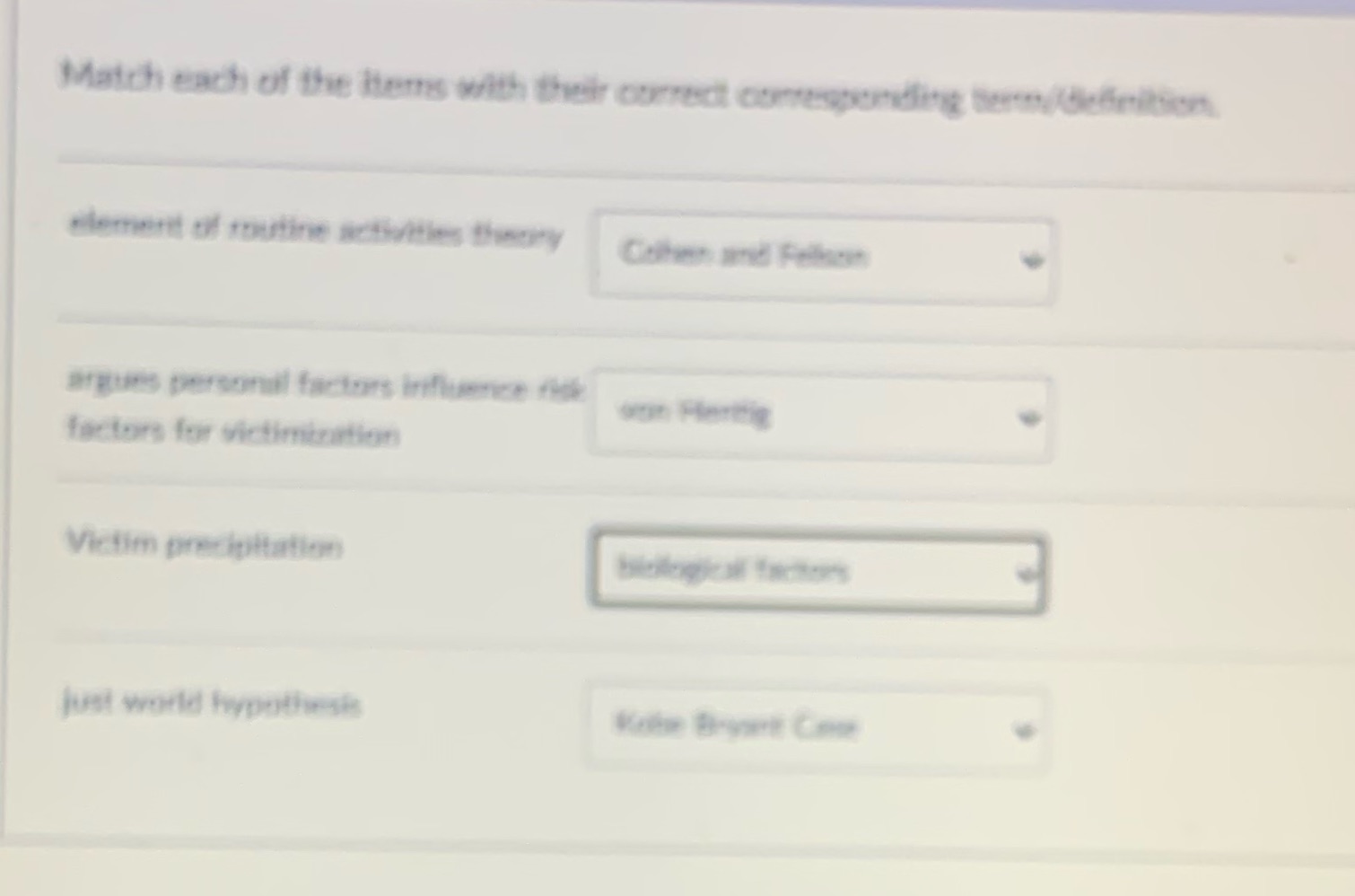 Match each the element of routin argues personal