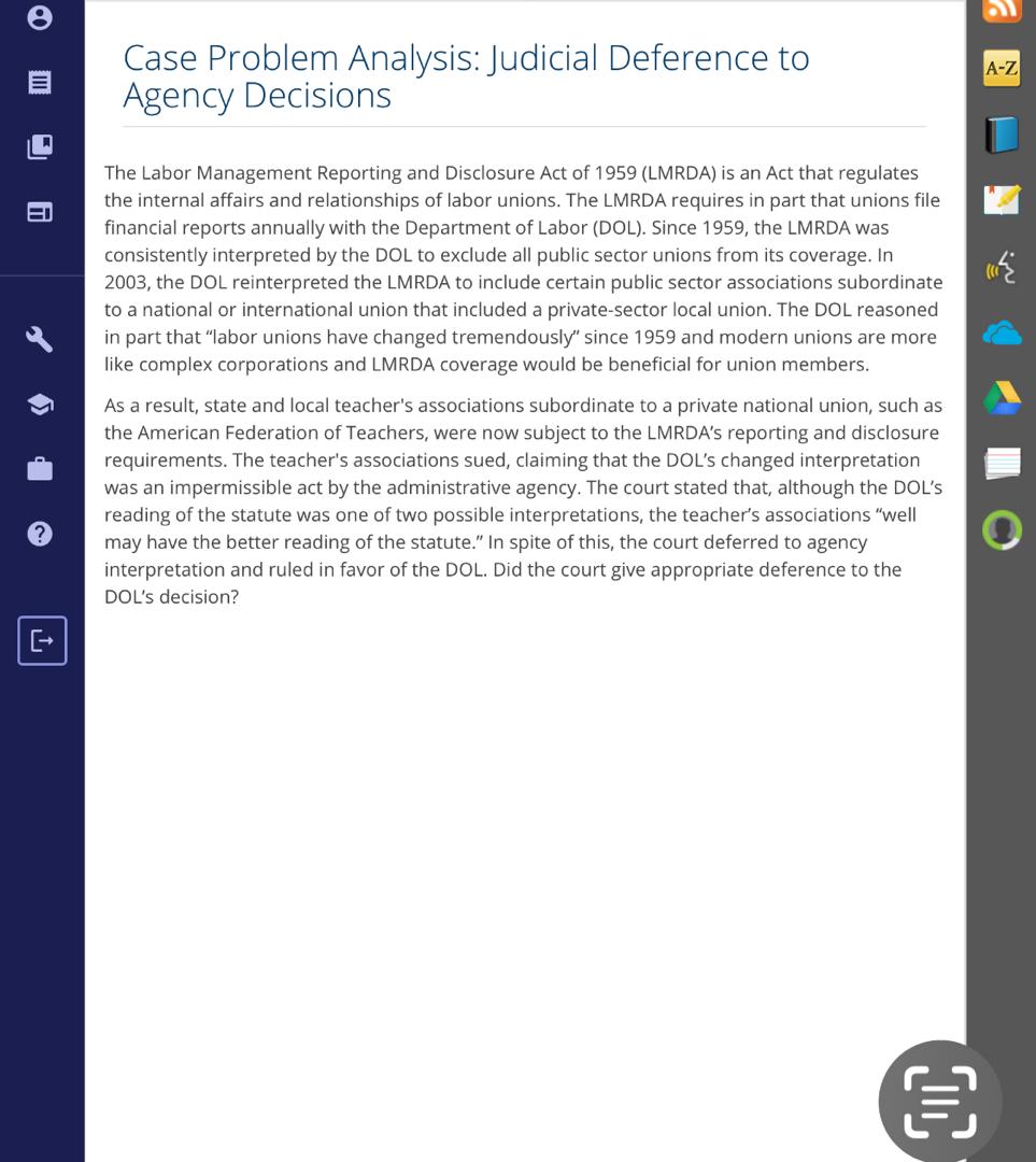 Case Problem Analysis: Judicial Deference to