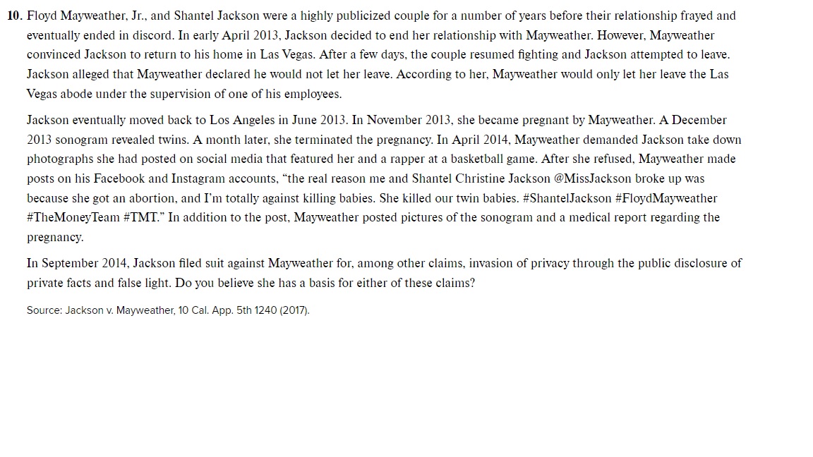 Jackson v Mayweather I want you to read the facts