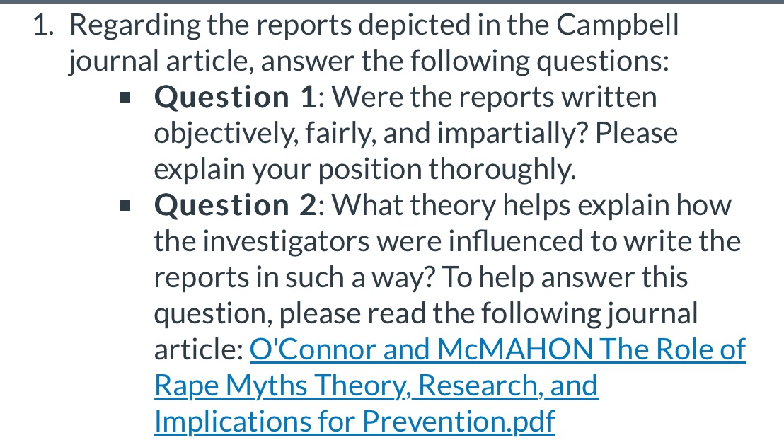 1. Regarding the reports depicted in the Campbell
