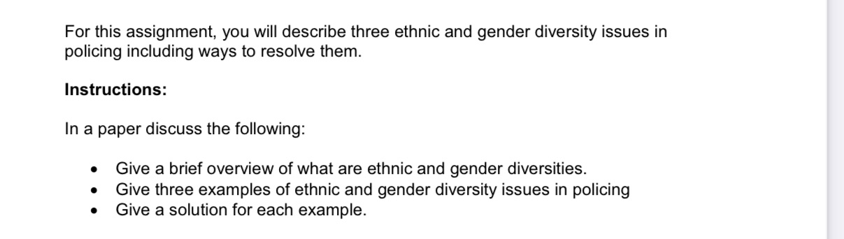 For this assignment, you will describe three