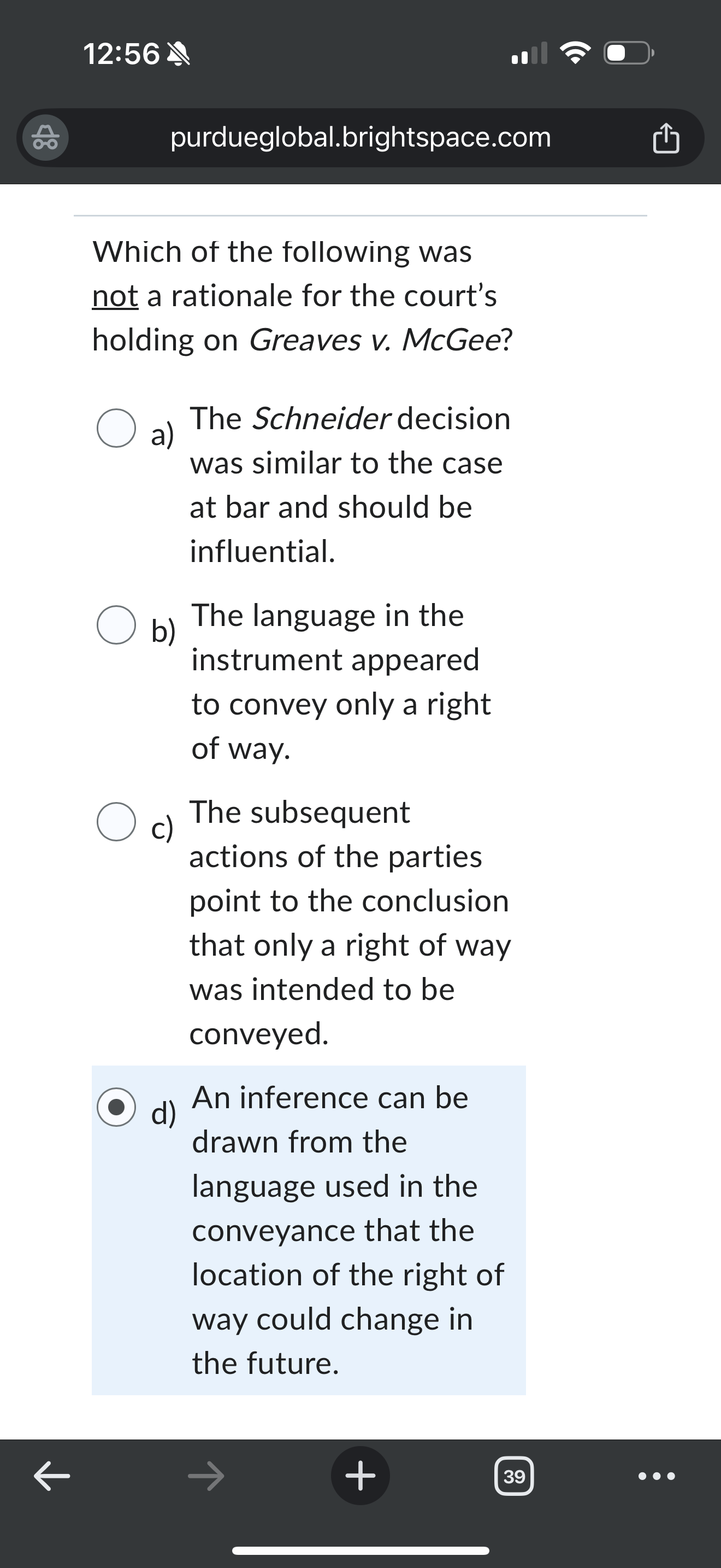i VatoL oR purdueglobal.brightspace.com Which of