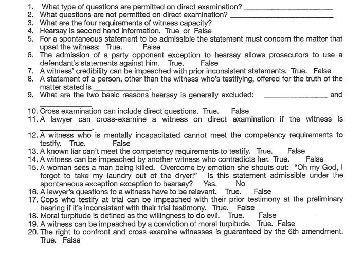 1. What type of questions are permitted on direct