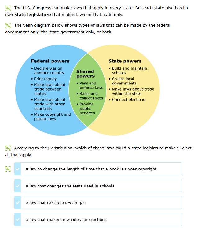 A The U.S. Congress can make laws that apply in