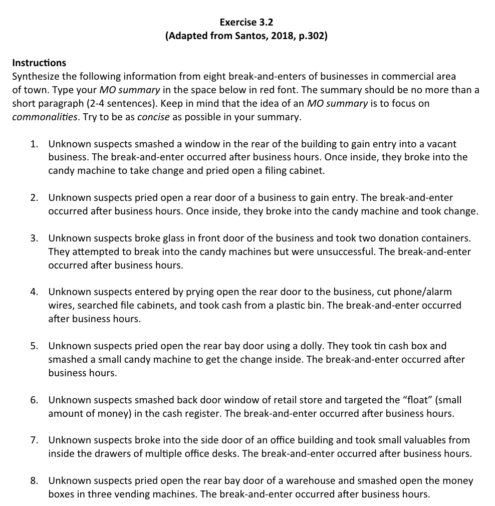 Exercise 3.2 (Adapted from Santos, 2018, p.302)