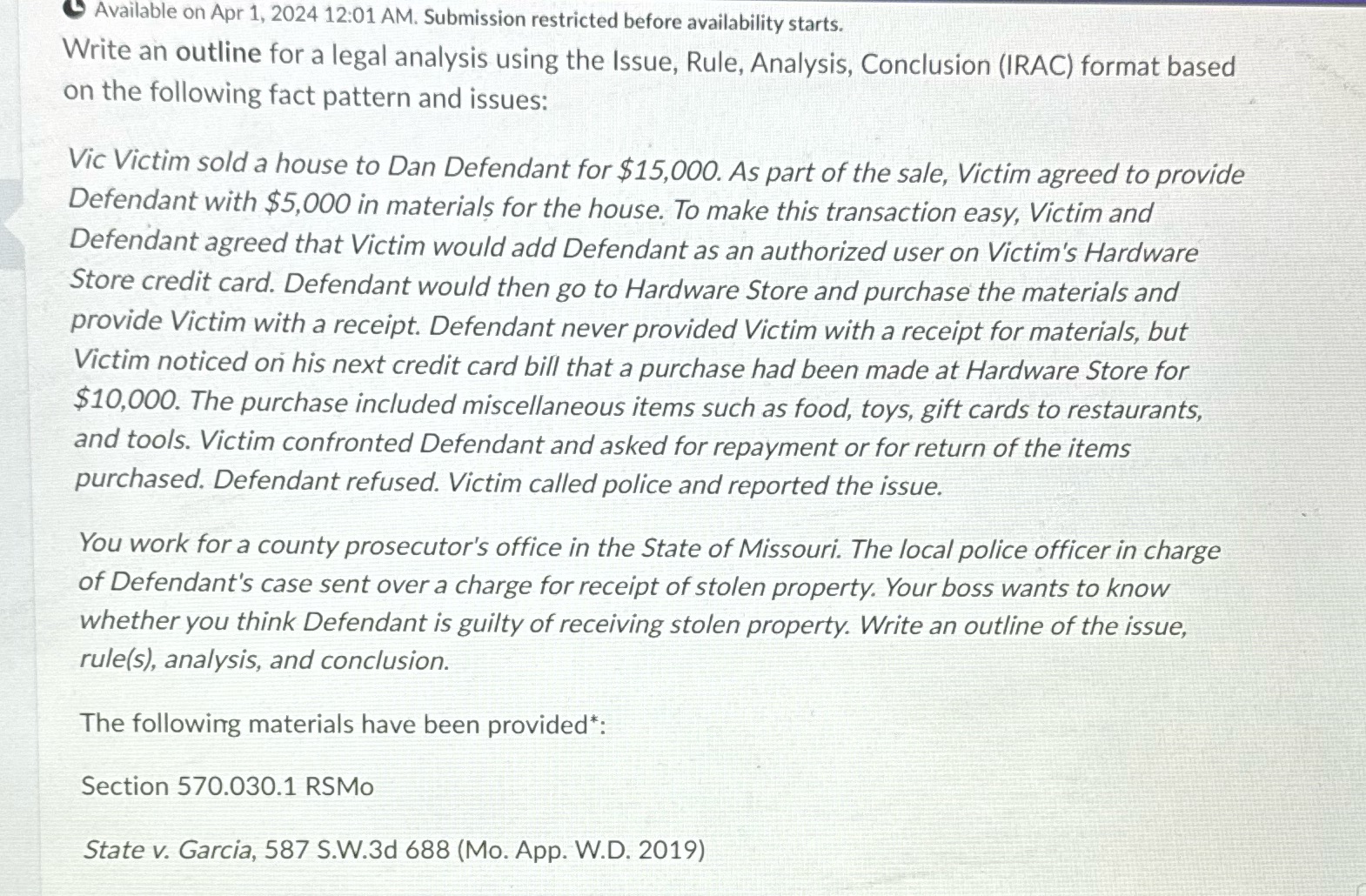 & Available on Apr 1, 2024 12:01 AM. Submission