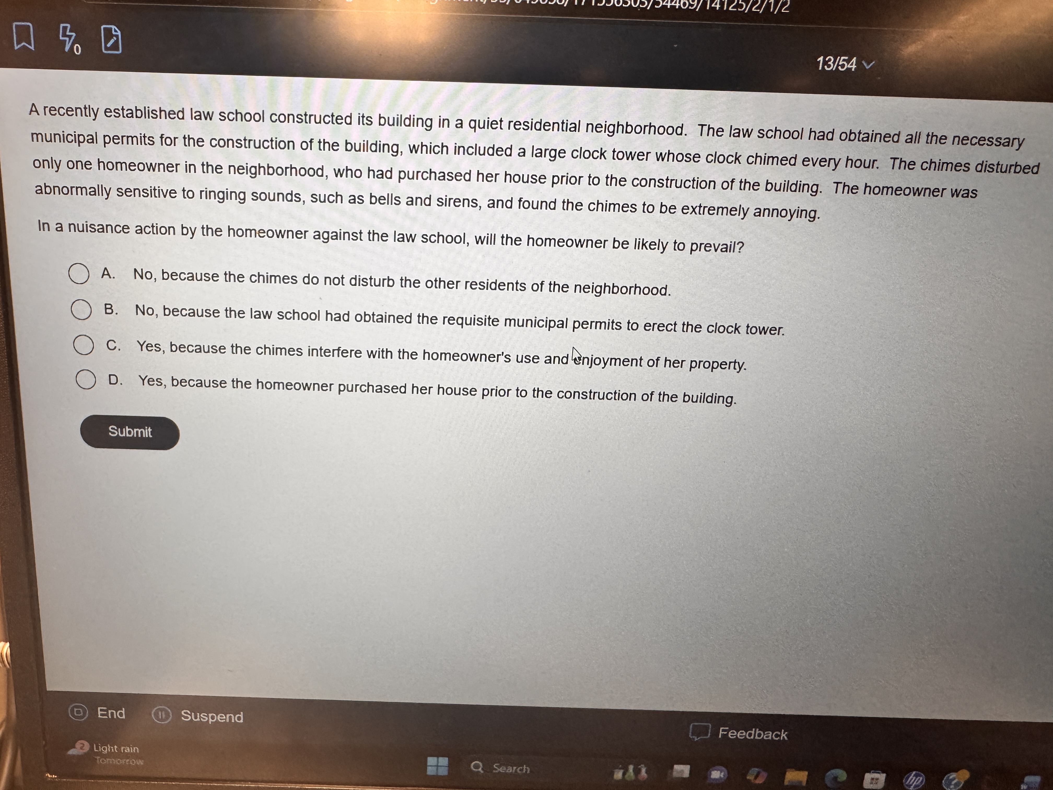 A recently established law school constructed its