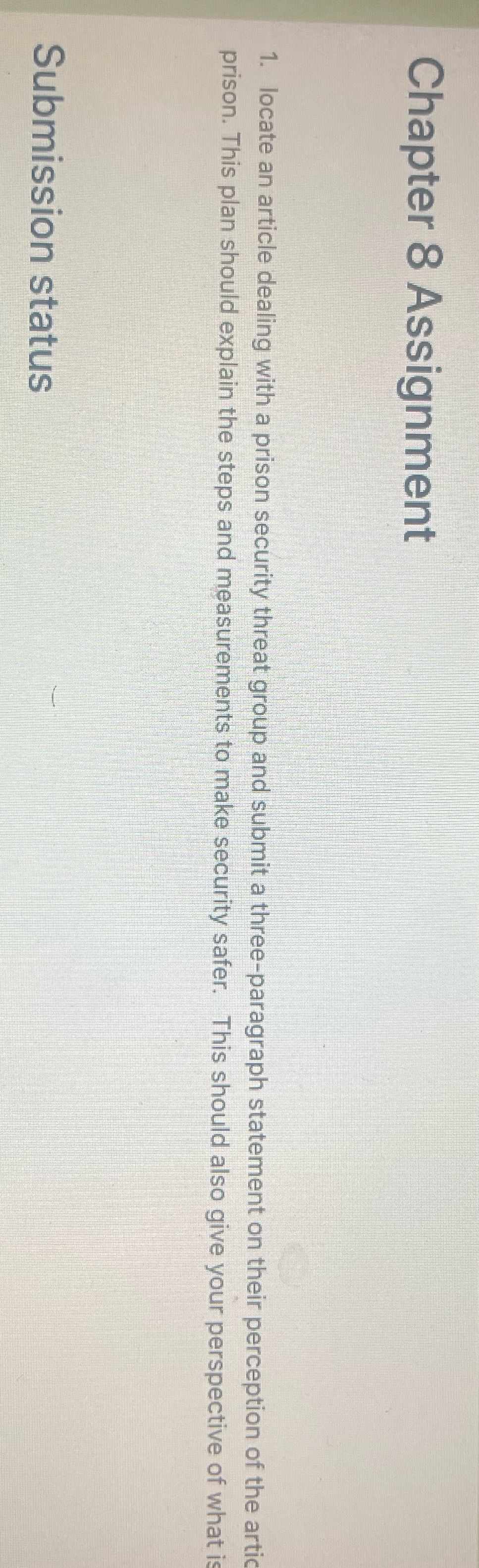 Chapter 8 Assignment 1. locate an article dealing