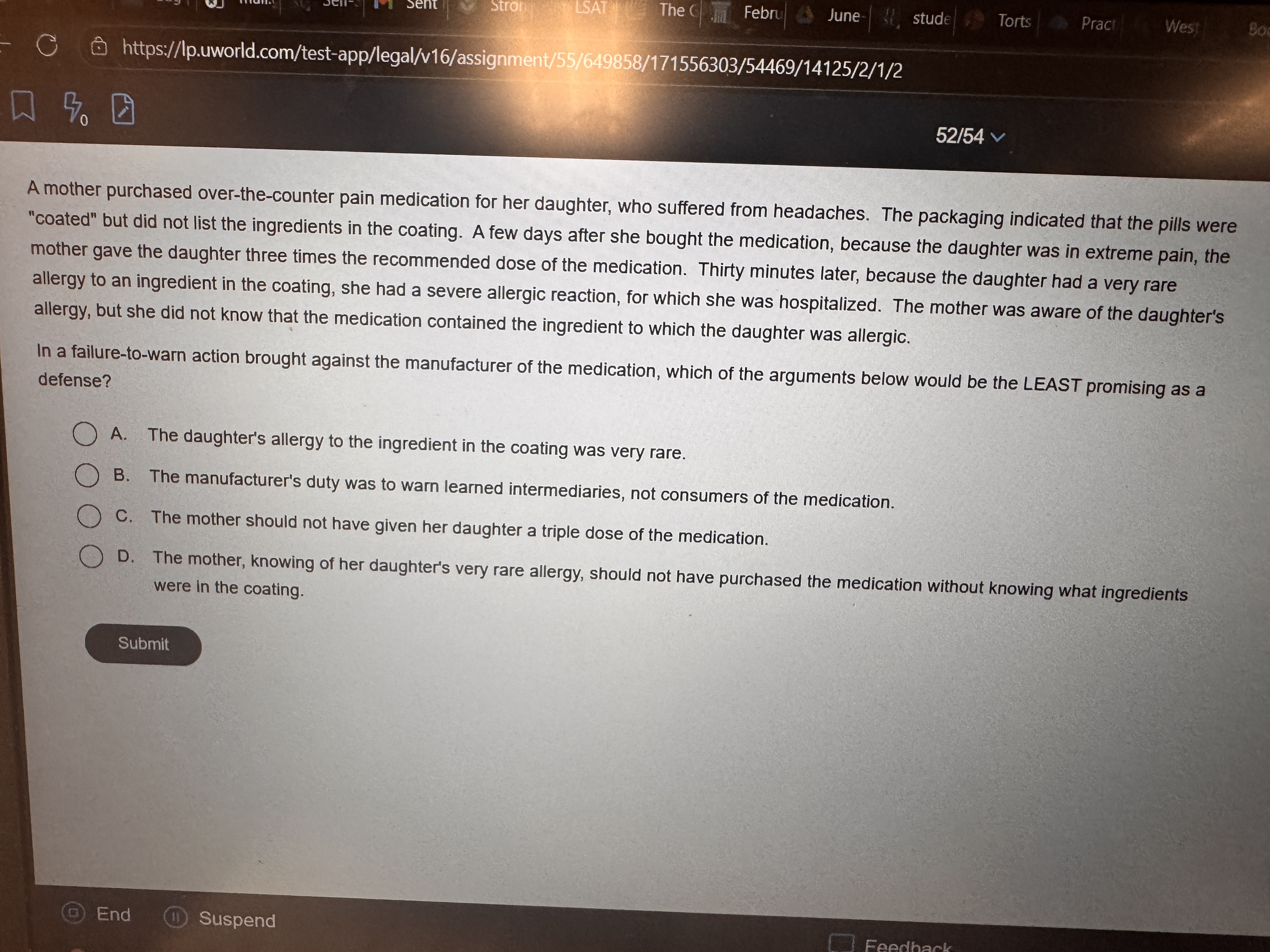 LSAT The Febru June- , stude Torts Pract West C @