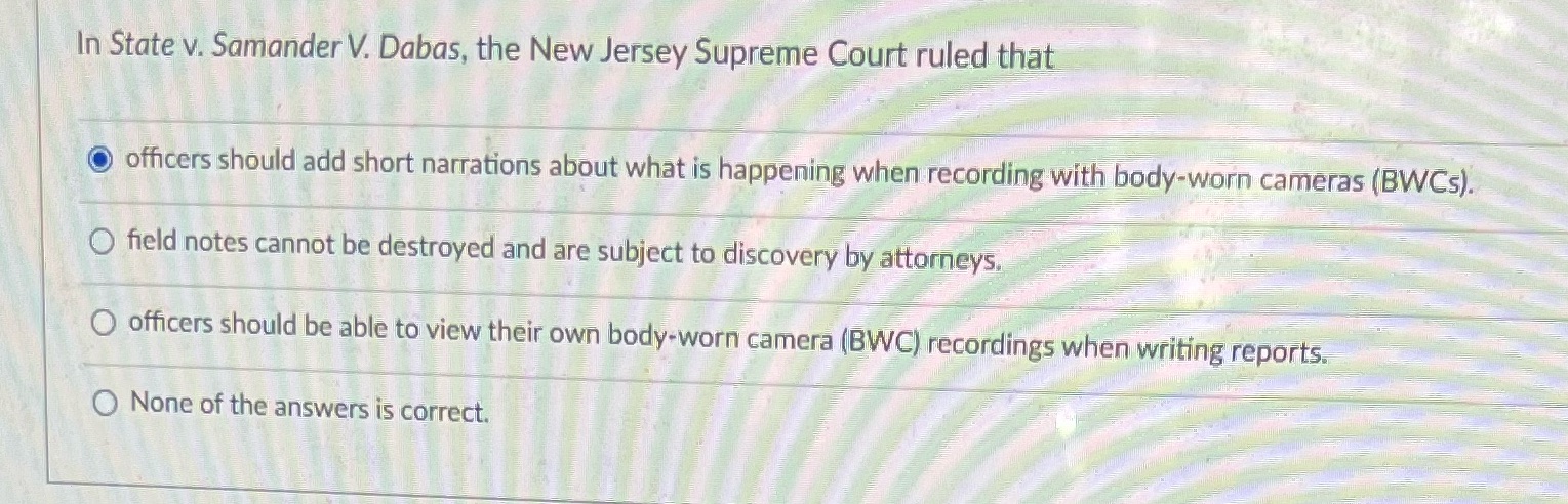 In State v. Samander V. Dabas, the New Jersey