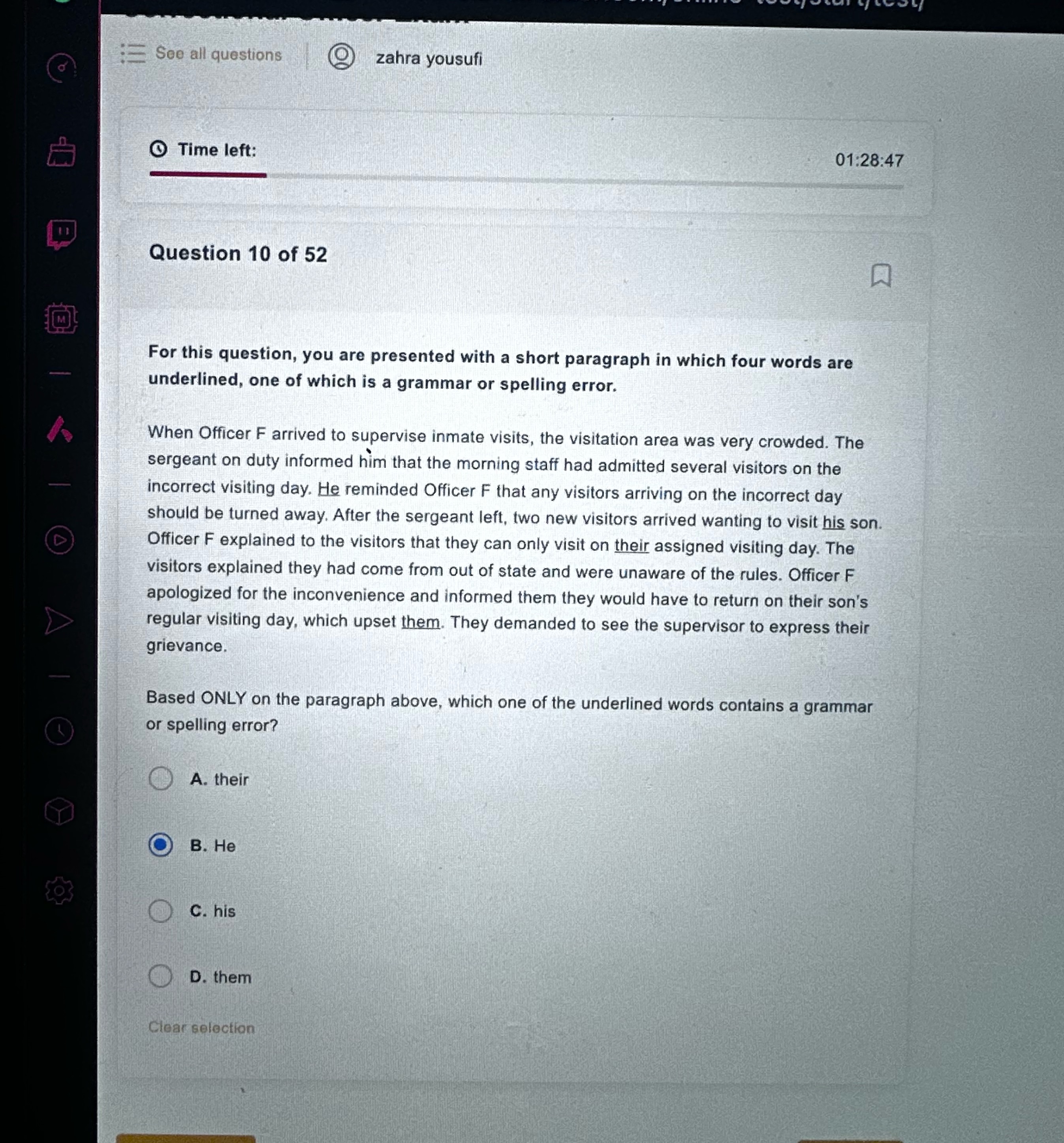 ee all questions @ zahra yousufi Time left: