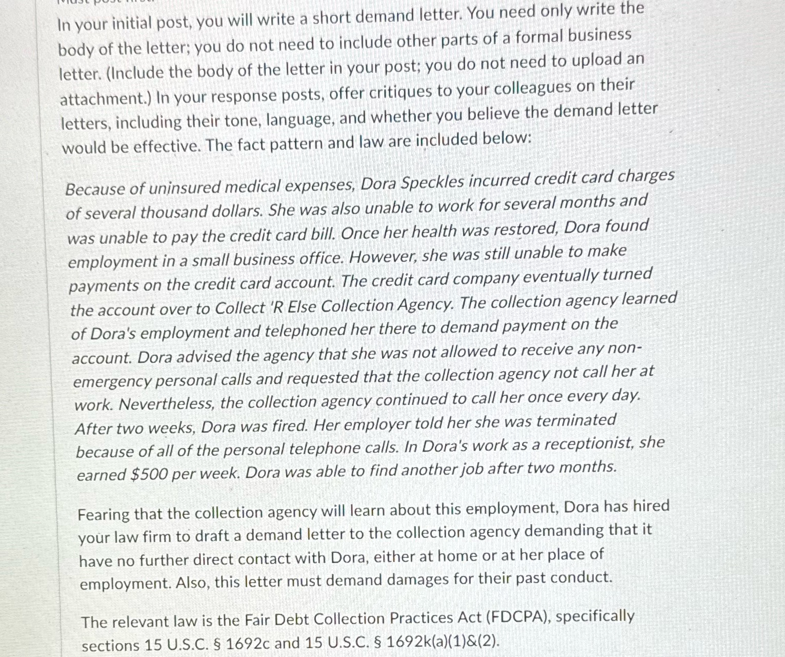 IF I s s In your initial post, you will write a