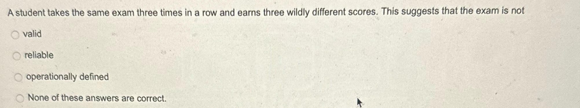 A student takes the same exam three times in a