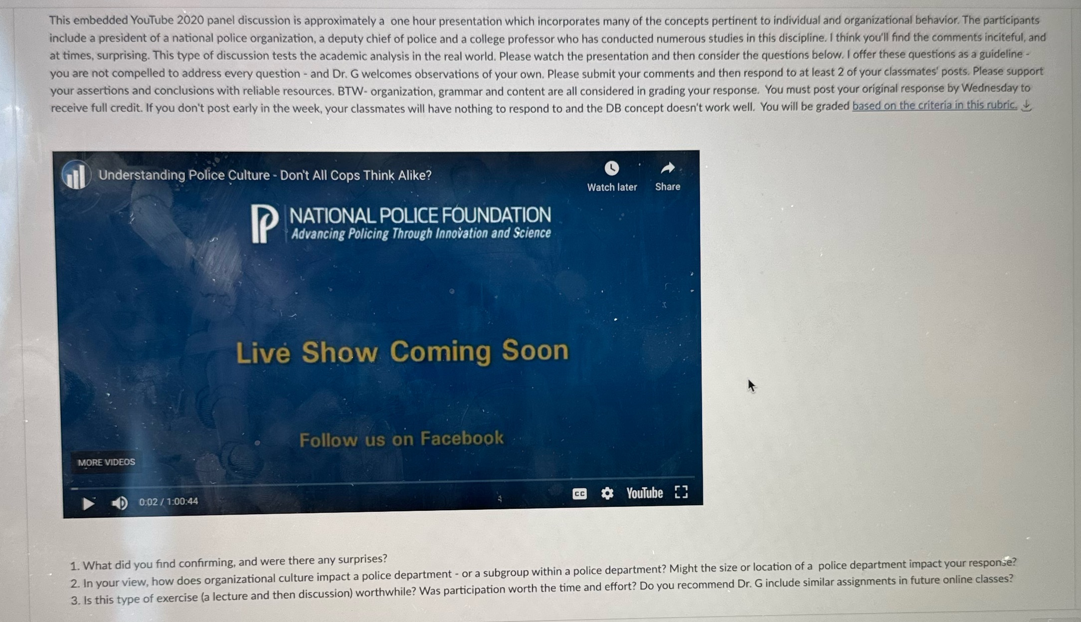 This embedded YouTube 2020 panel discussion is