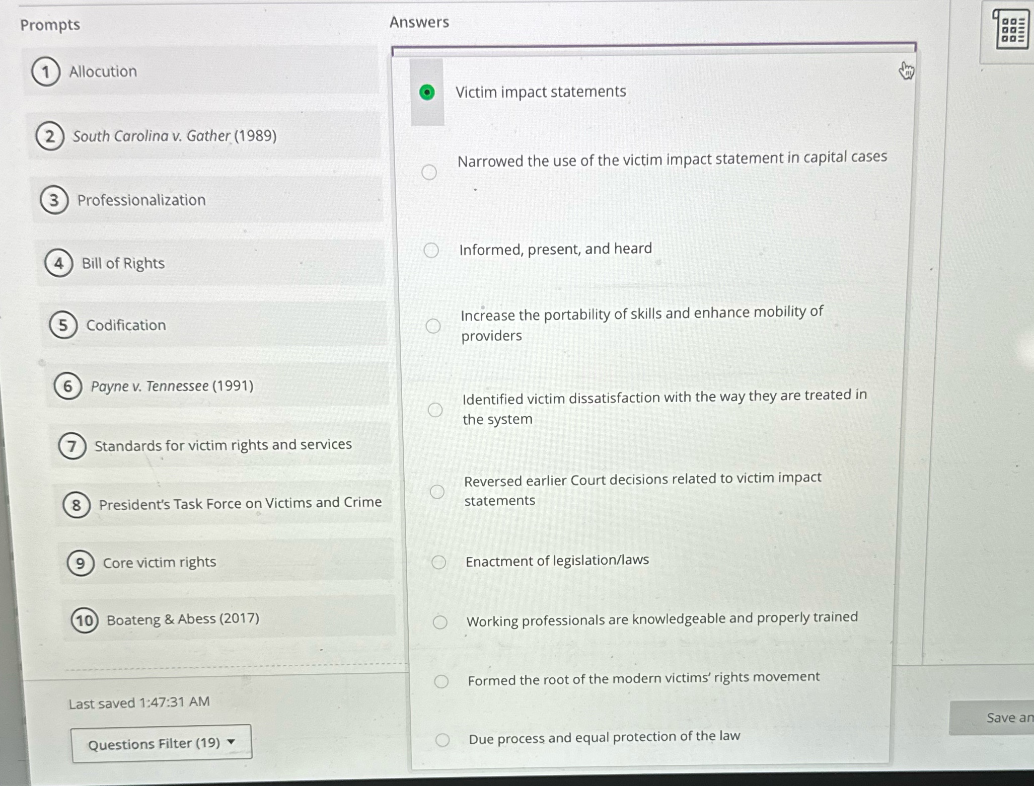 Match each answer with the correct prompt Prompts