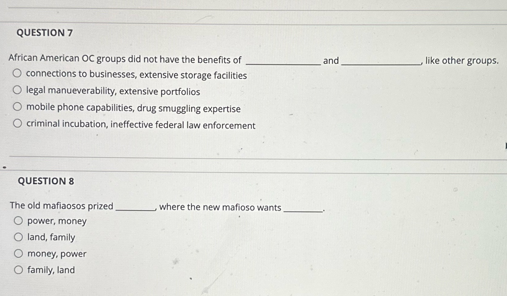 these two question QUESTION 7 African American OC