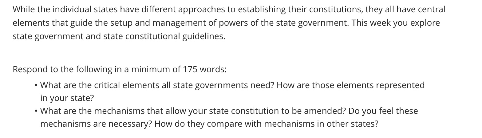 While the individual states have different