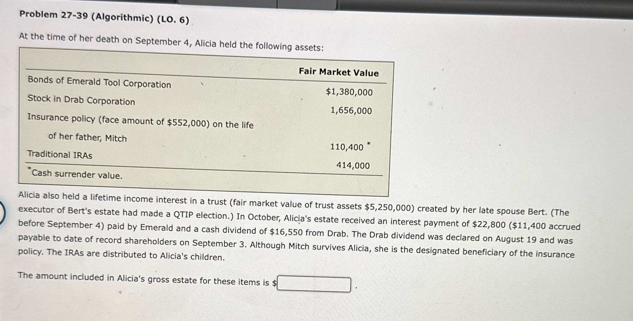 And Problem 27-39 (Algorithmic) (LO. 6) At the