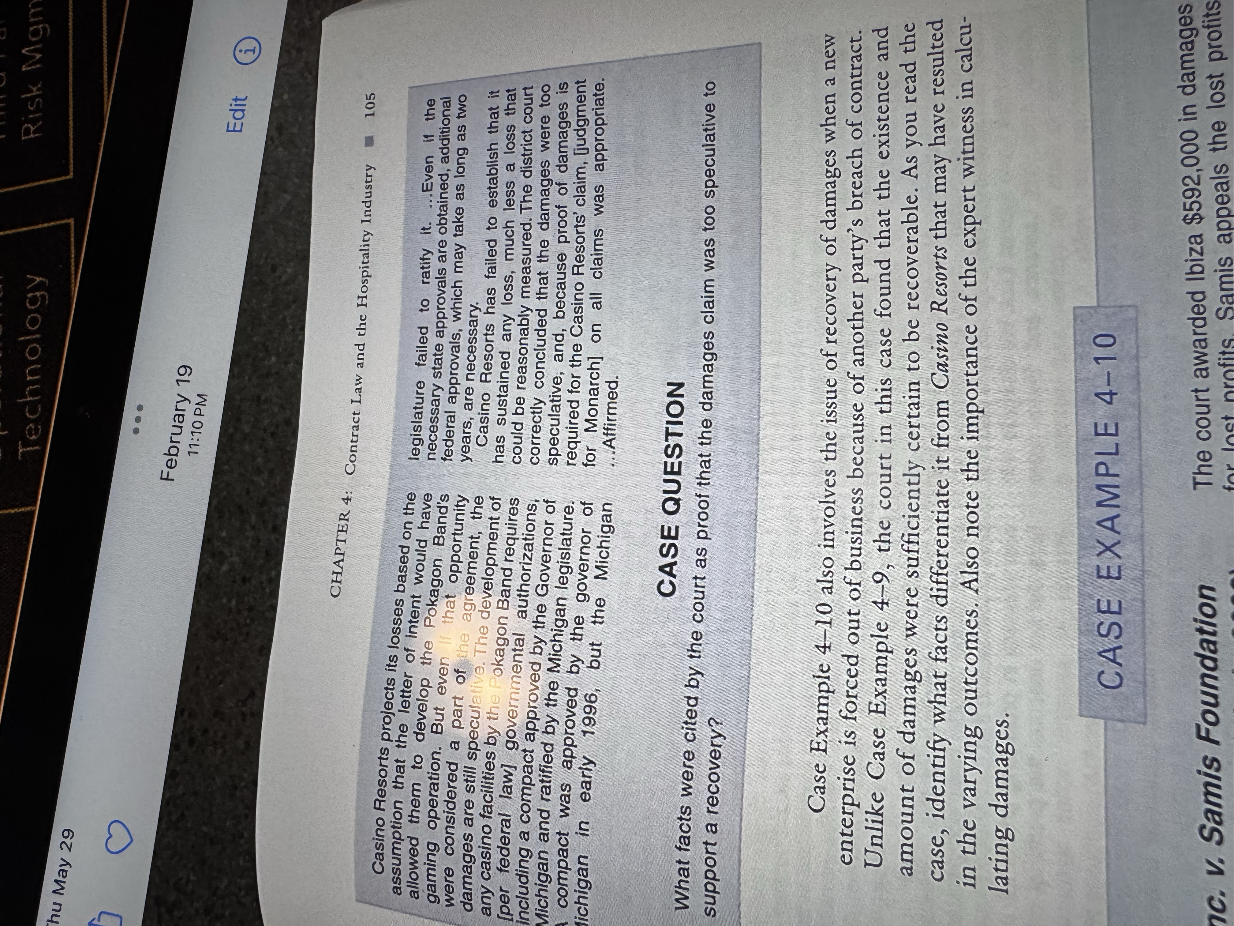 Casino Resorts (p. 104-105) lost its case for