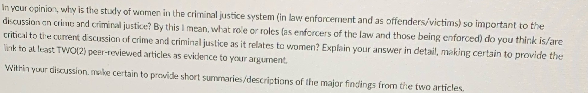 In your opinion, why is the study of women in the