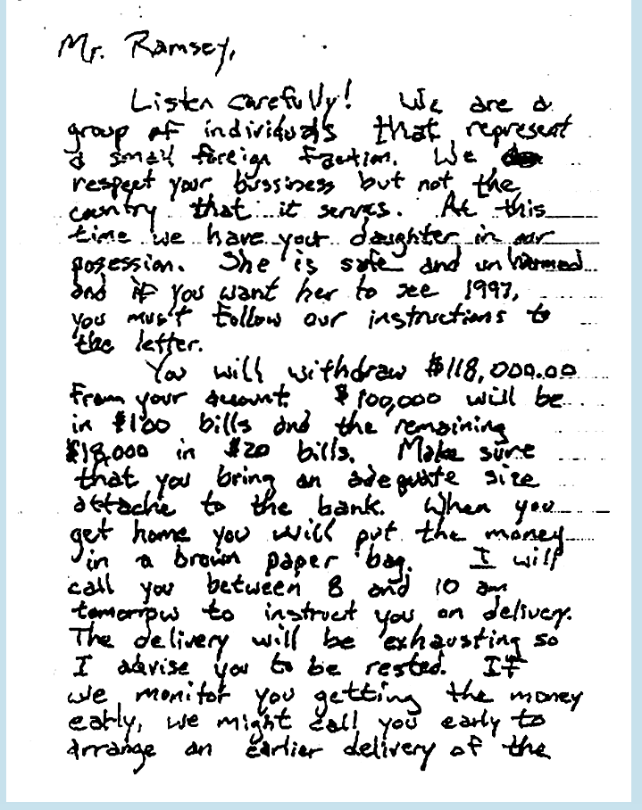 HELP Much has been made of the ransom note left