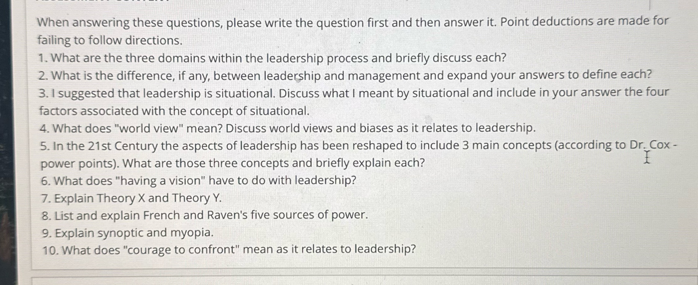 s to these? | When answering these questions,