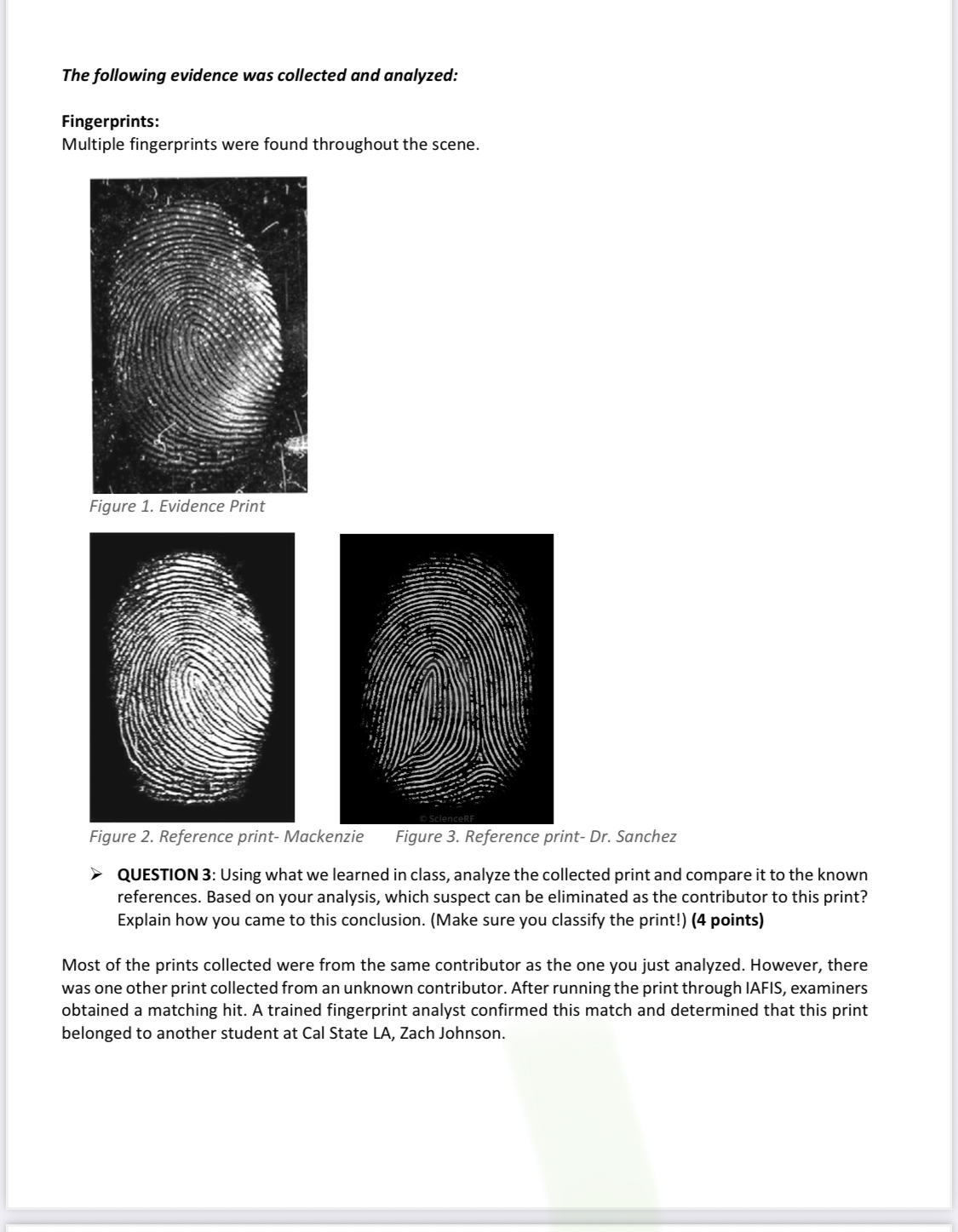 Assignment 3 \"Mock\" Crime Scene Assignment (40