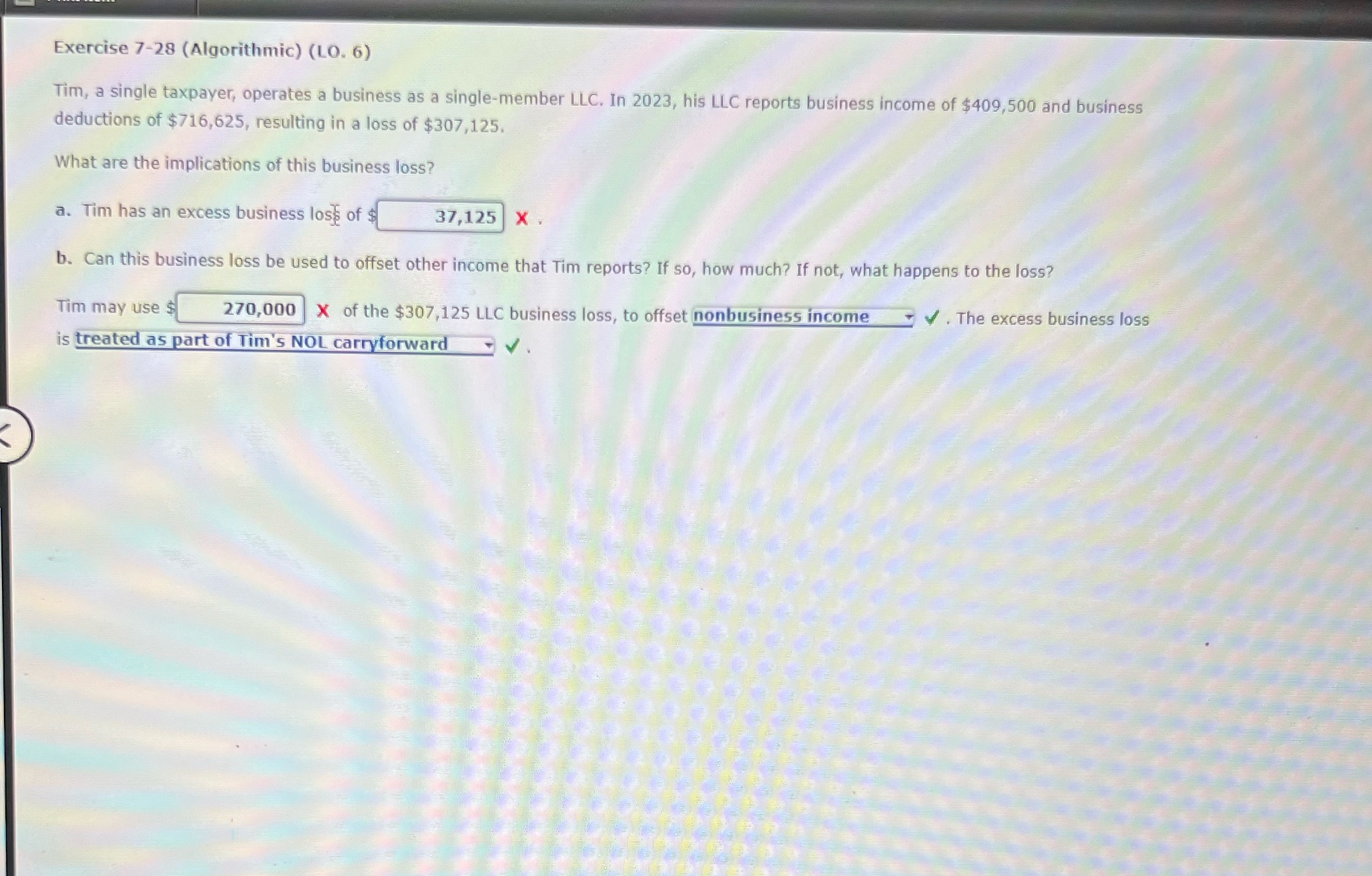 Exercise 7-28 (Algorithmic) (LO. 6) Tim, a single