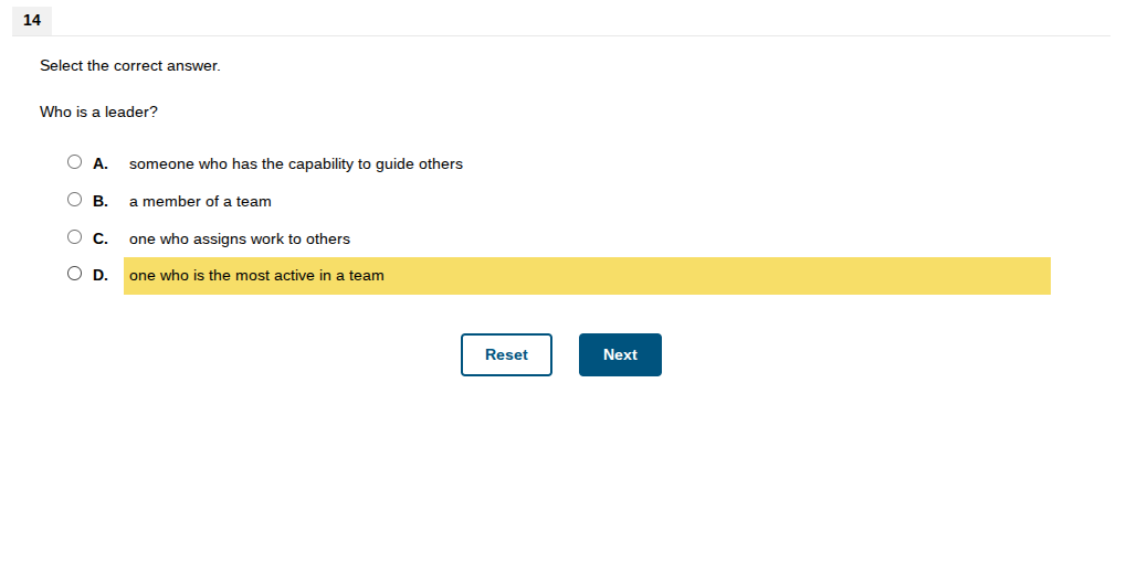 burh 14 Select the correct answer. Who is a