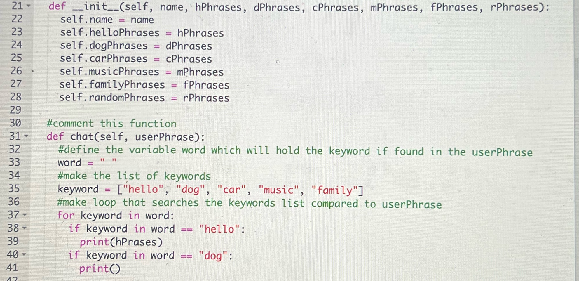 21 - def __init__(self, name, hPhrases, dPhrases,