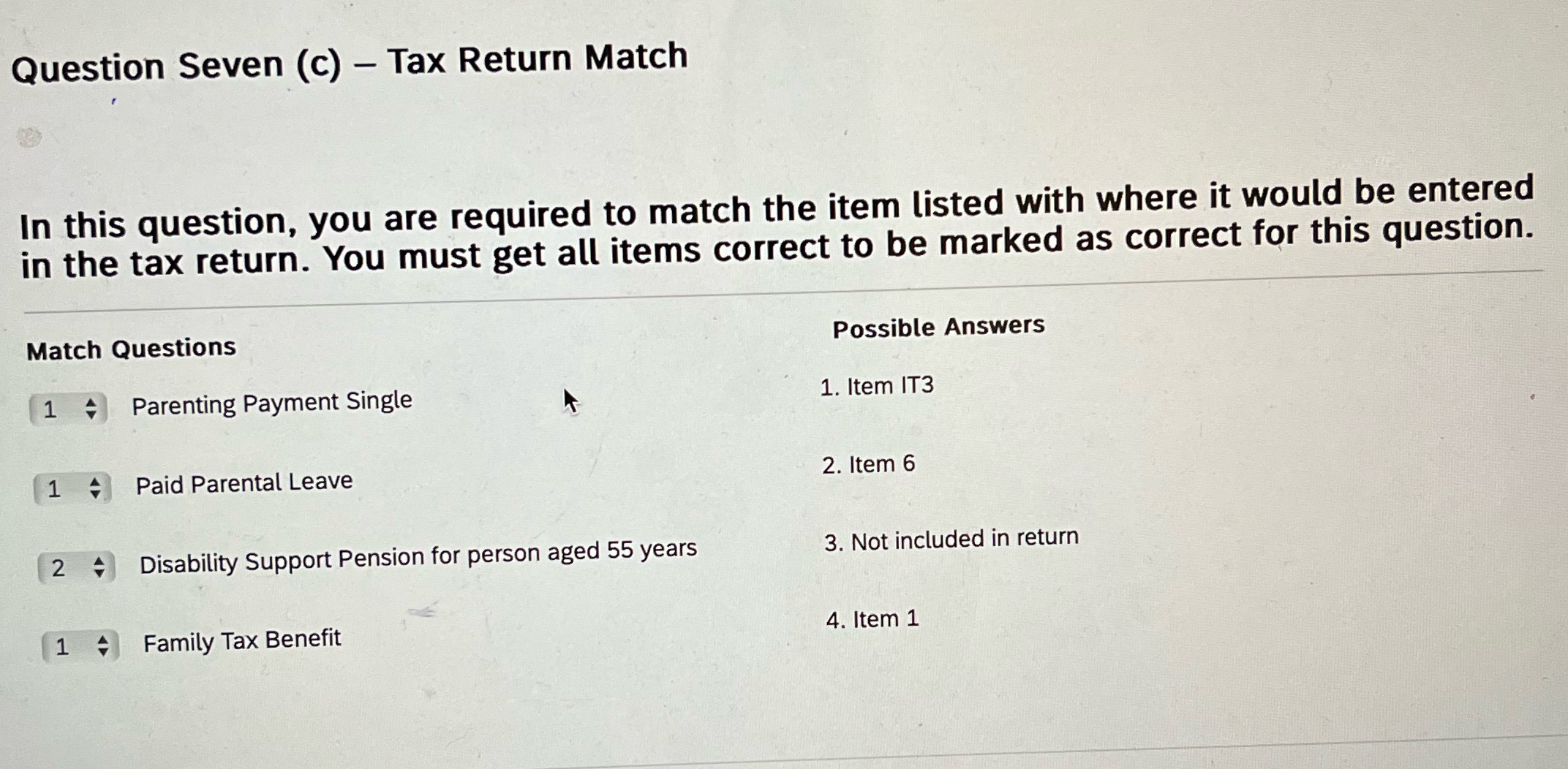 me. Thank you . Question Seven (c) Tax Return