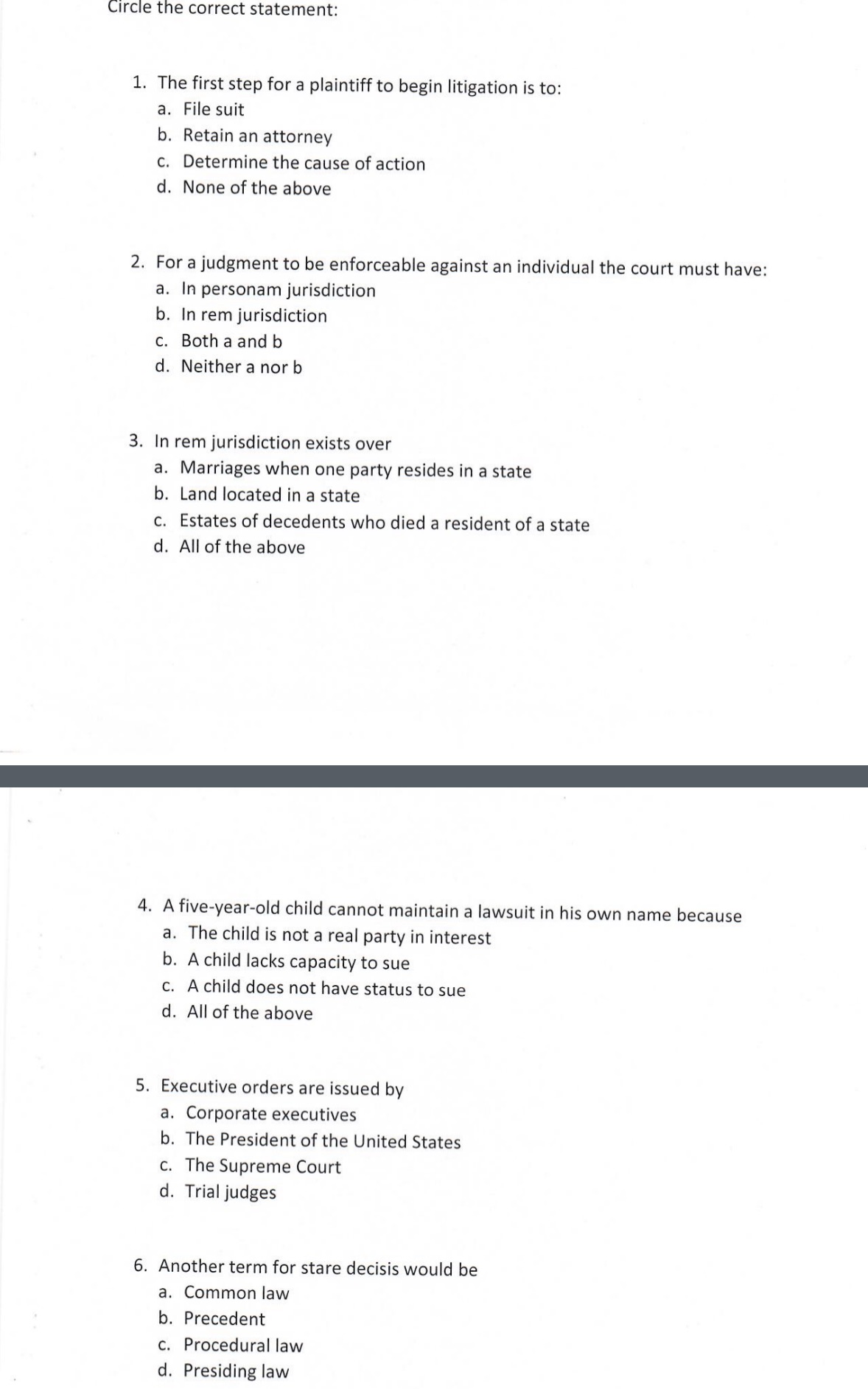 me answer these questions Circle the correct