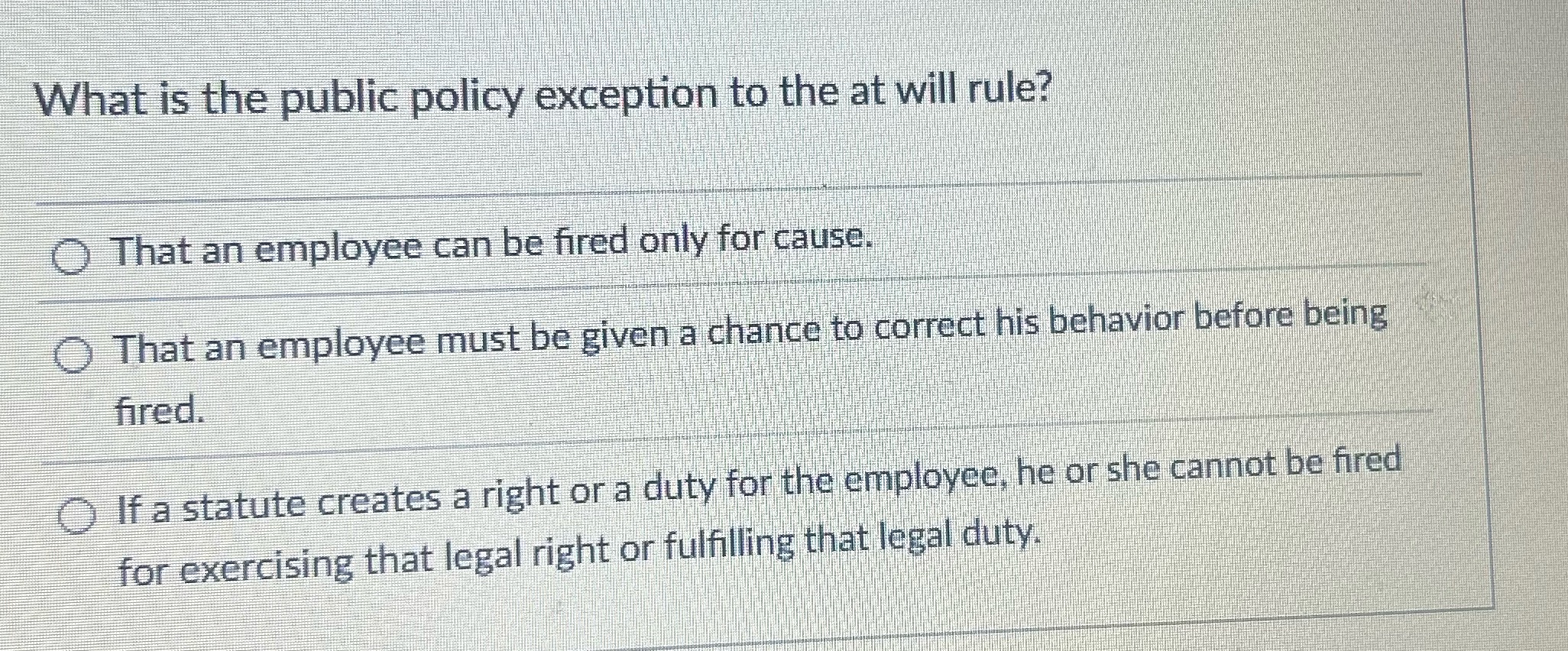 What is the public policy exception to the at