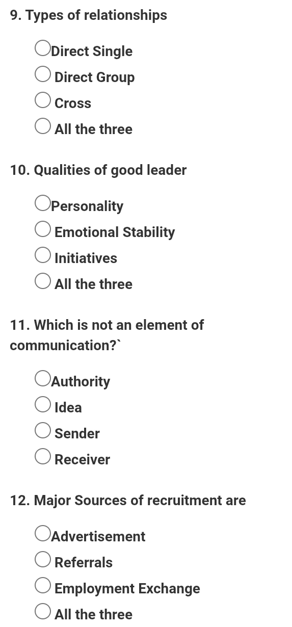 Choose the correct answer 9. Types of