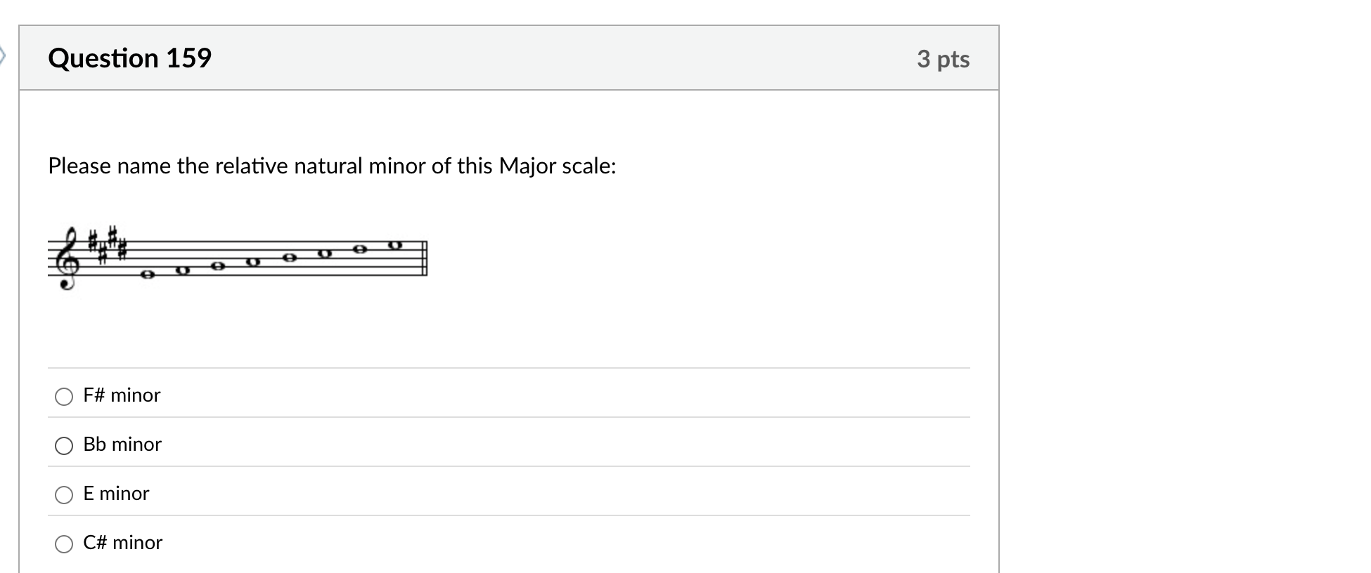 tell me Question 159 3 pts Please name the