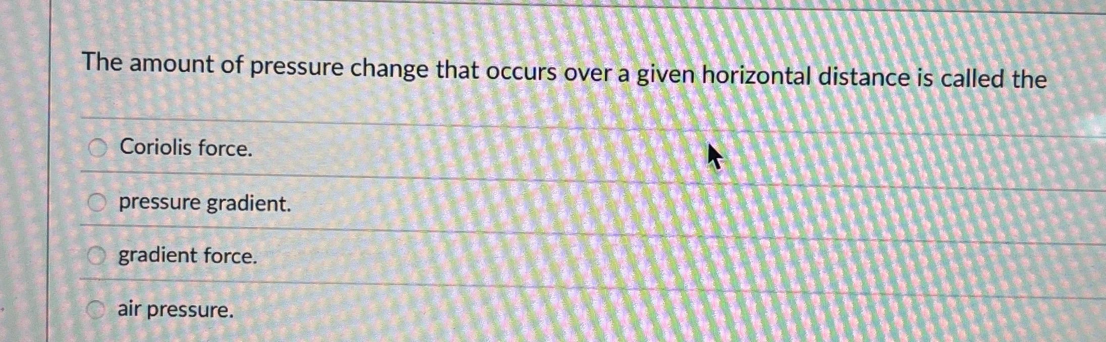 The amount of pressure change that occurs over a