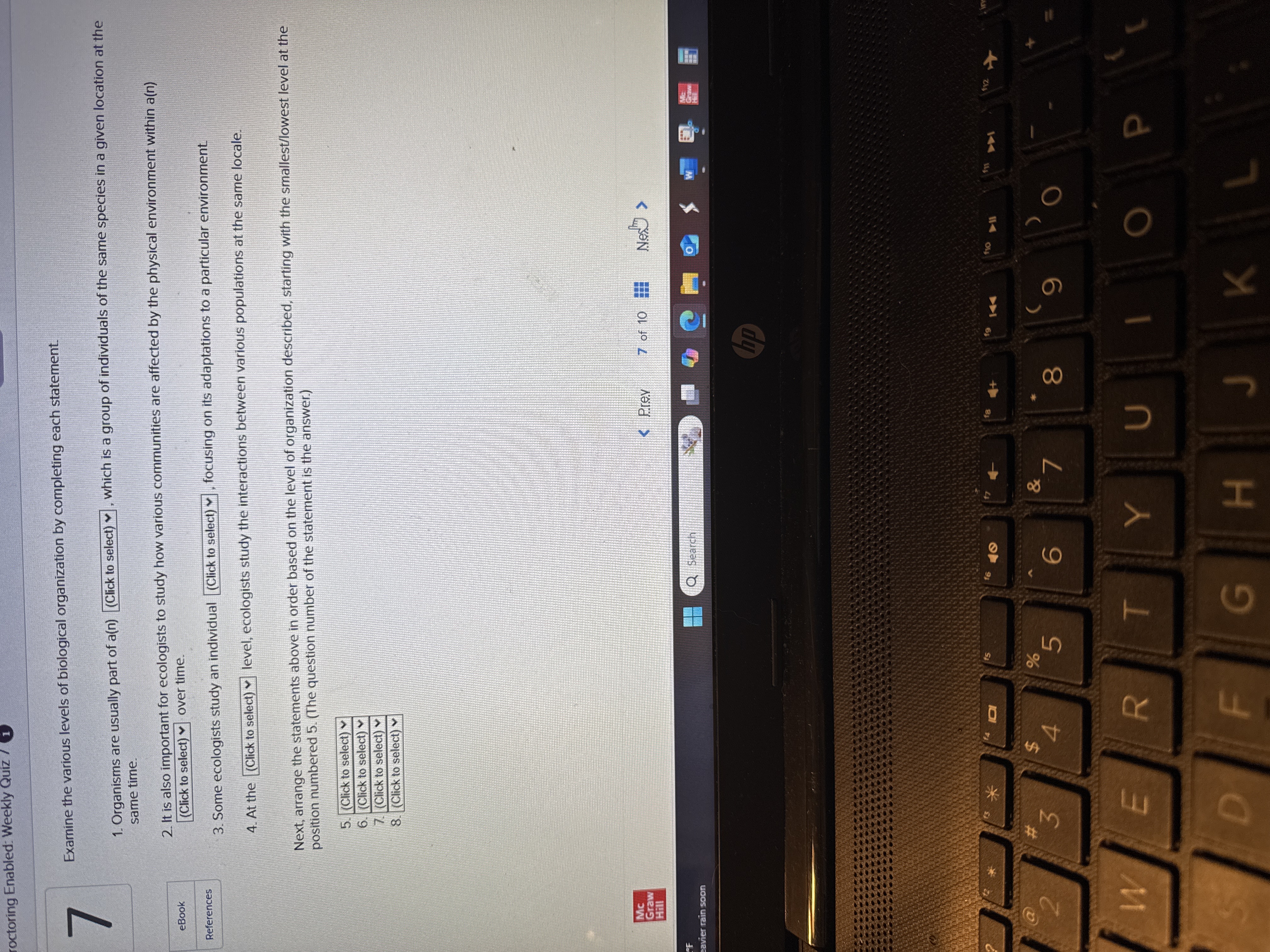 Fill in the blank octoring Enabled: Weekly Quiz /