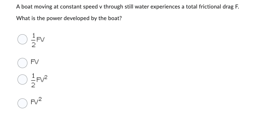 A boat moving at constant speed v through still