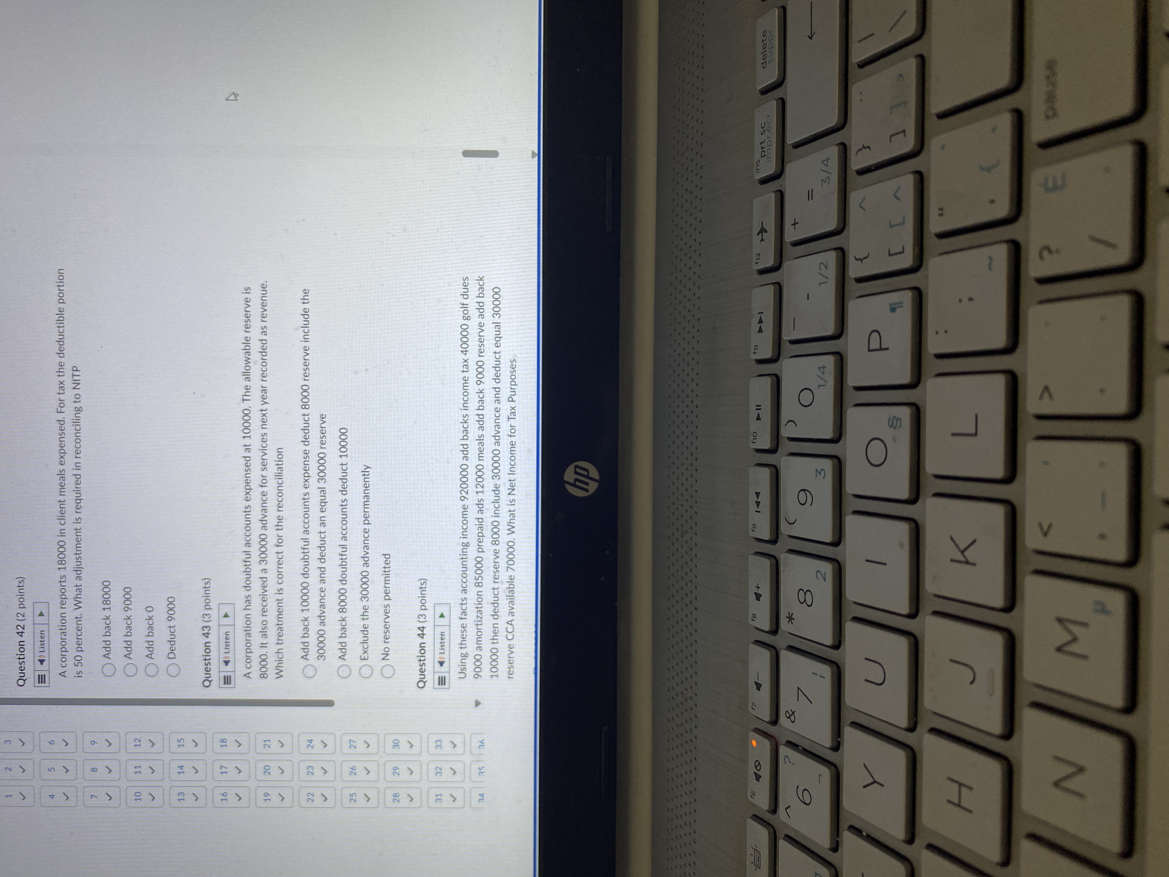 Choose the correct answer Question 42 (2 points)